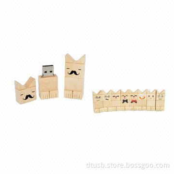 Customized Wooden USB Flash Drive with Funny Looking